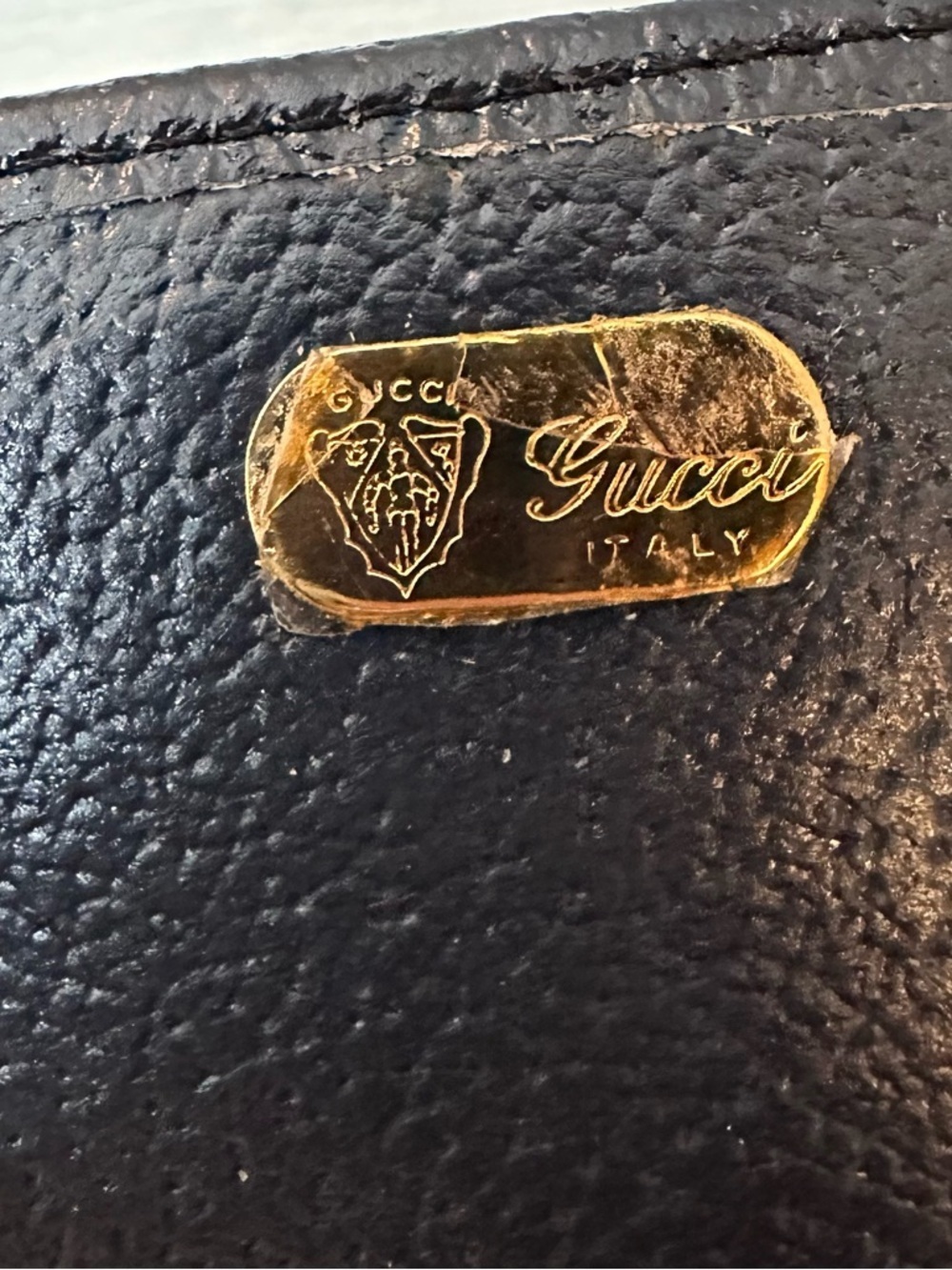 Vintage Gucci Navy Blue Wallet Monogram GG Kiss Lock Compartments Card Slots - Picture 9 of 15